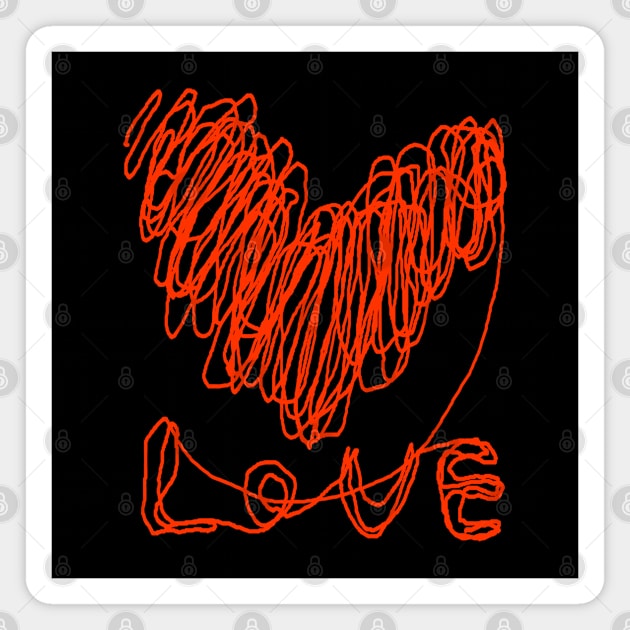 love, heart, happy valentine day, one line drawing Magnet by zzzozzo